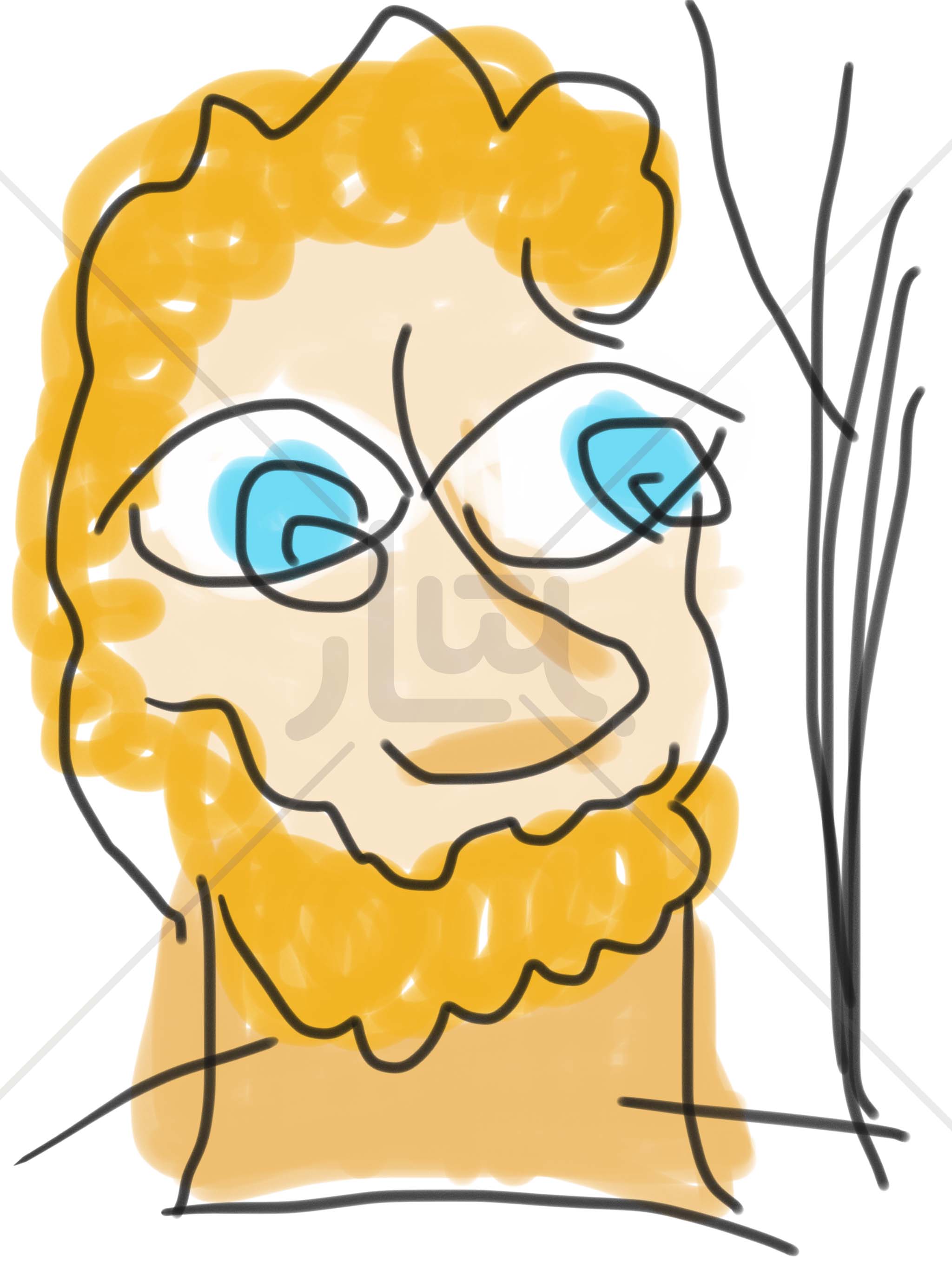 The Yes, Man! Himself, a playful exaggerated portrait by Bonfelle