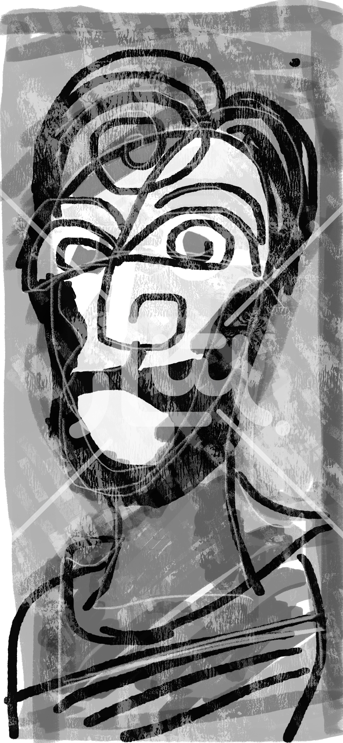 The Watcher by Bonfelle, black and white version