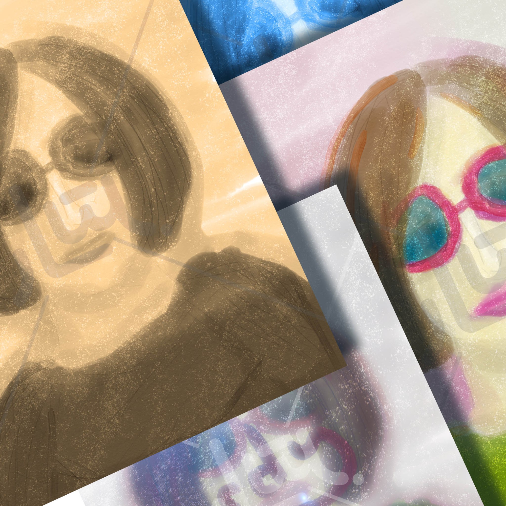 Nerdy But Cool, a tiled collage of playful portraits, by Bonfelle