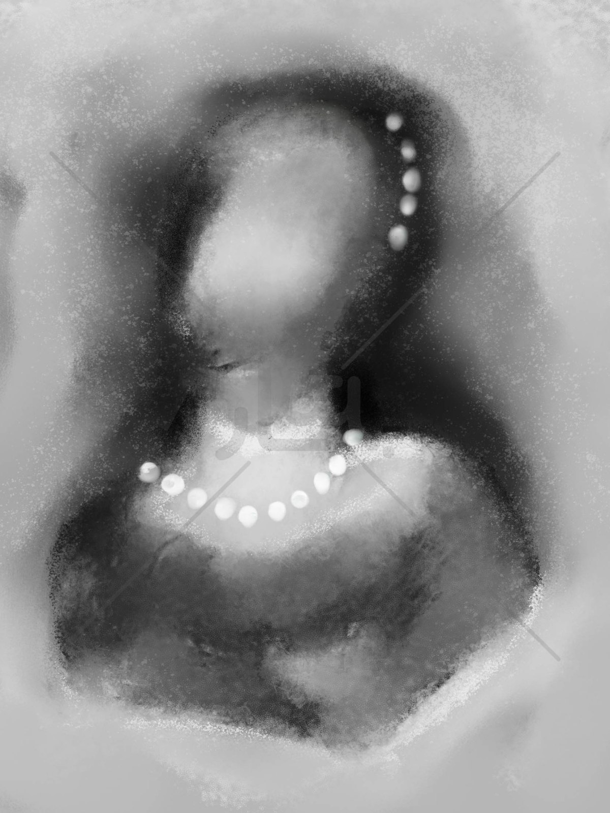 The Invisibilisa by Bonfelle, faceless portrait wearing pearls